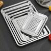 Stainless Steel Tea Tray Rectangle Barbecue Plate New Draining Basin  Teahouse Restaurant