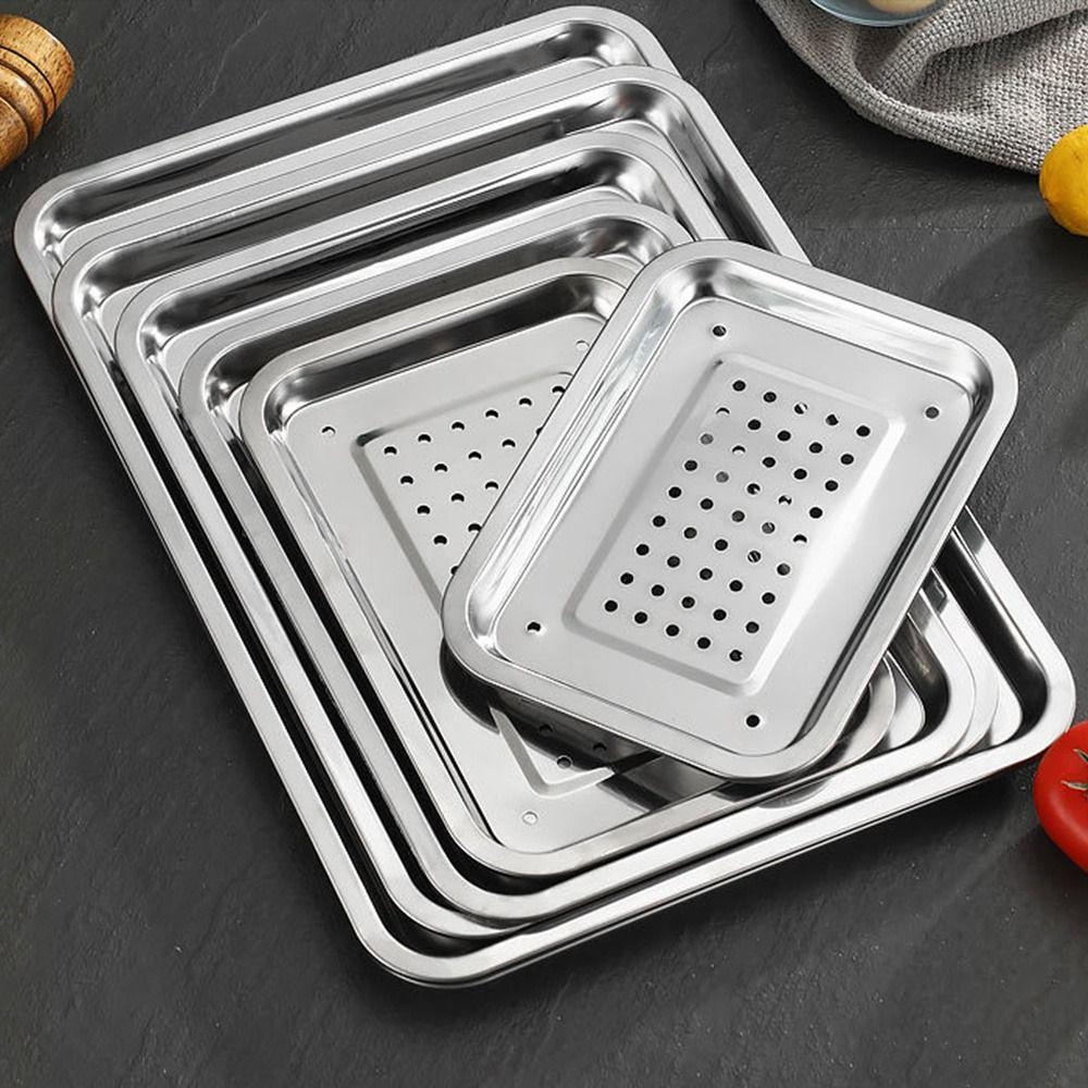 Stainless Steel Tea Tray Rectangle Barbecue Plate New Draining Basin  Teahouse Restaurant