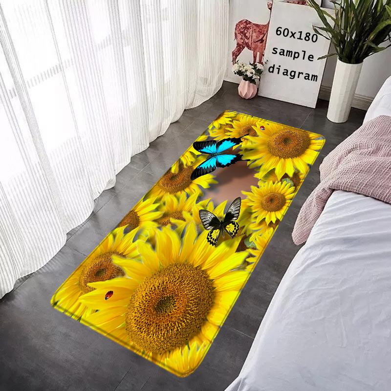 Door Mats Interior Foot Rug Sun Flower Welcome Floor Mat Rectangle Soft Hallway Carpet Kitchen Rugs Fluffy Home Decoration