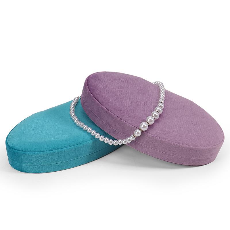 Oval Pearl Necklace Packaging Box High-end Sense Gift Box for Mother Earrings Chain Storage Flannel Jewelry Box