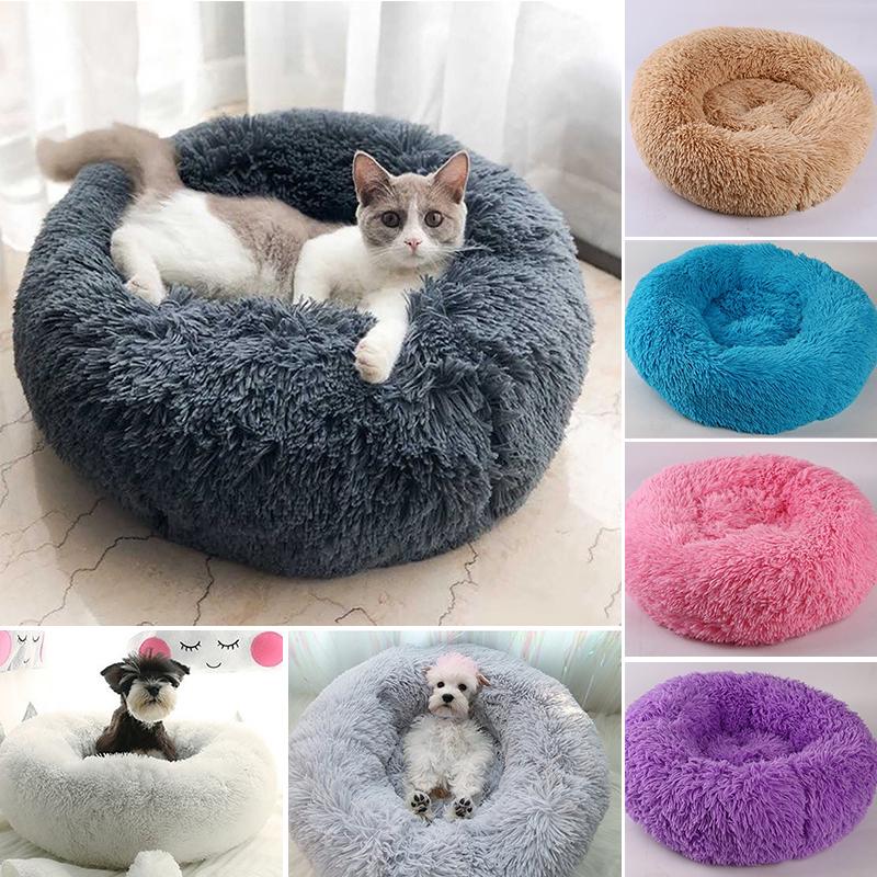 Super Soft Long Plush Pet Furniture Dogs House Cat's Beds Plush Pet Bed Round Mat for Small Medium Pet Accessories