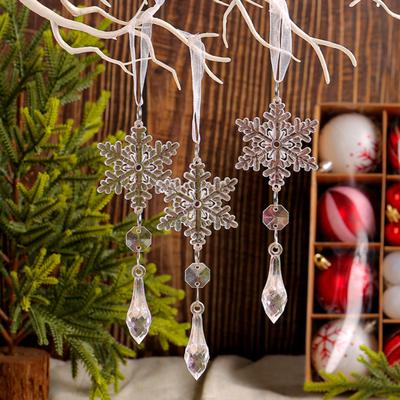 18 bucăți pandantiv de Crăciun Fulgi de zăpadă țurțuri decorațiuni agățate acrilic transparent, asemănător cu cristalul, ornamente pentru picături de țurțuri pentru decorarea pomului de Crăciun