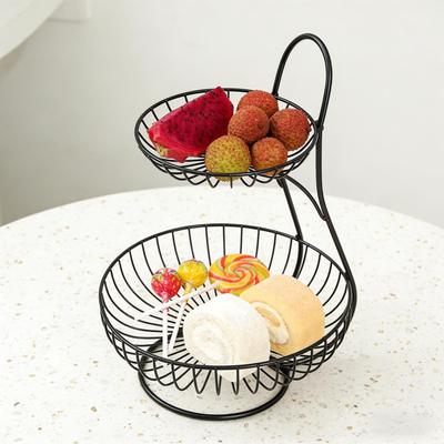 Metal Fruit Basket 2-Tier Veggies Storage Countertop Fruit Stand for Countertop Pantry Shelf Party Buffet Break Room Apartment