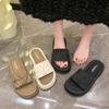Fashion Womens Summer 2025 Platform Flip Flops Crinkle Design Open Toe Casual Sandals Thick Sole Beach Slipper Outdoor Vacation Comfort