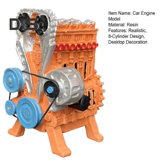 V8 Car Engine Model Realistic Resin 8-Cylinder Auto Engine Decoration Home Office Desktop Ornament Kids Science Learning Educational Toy