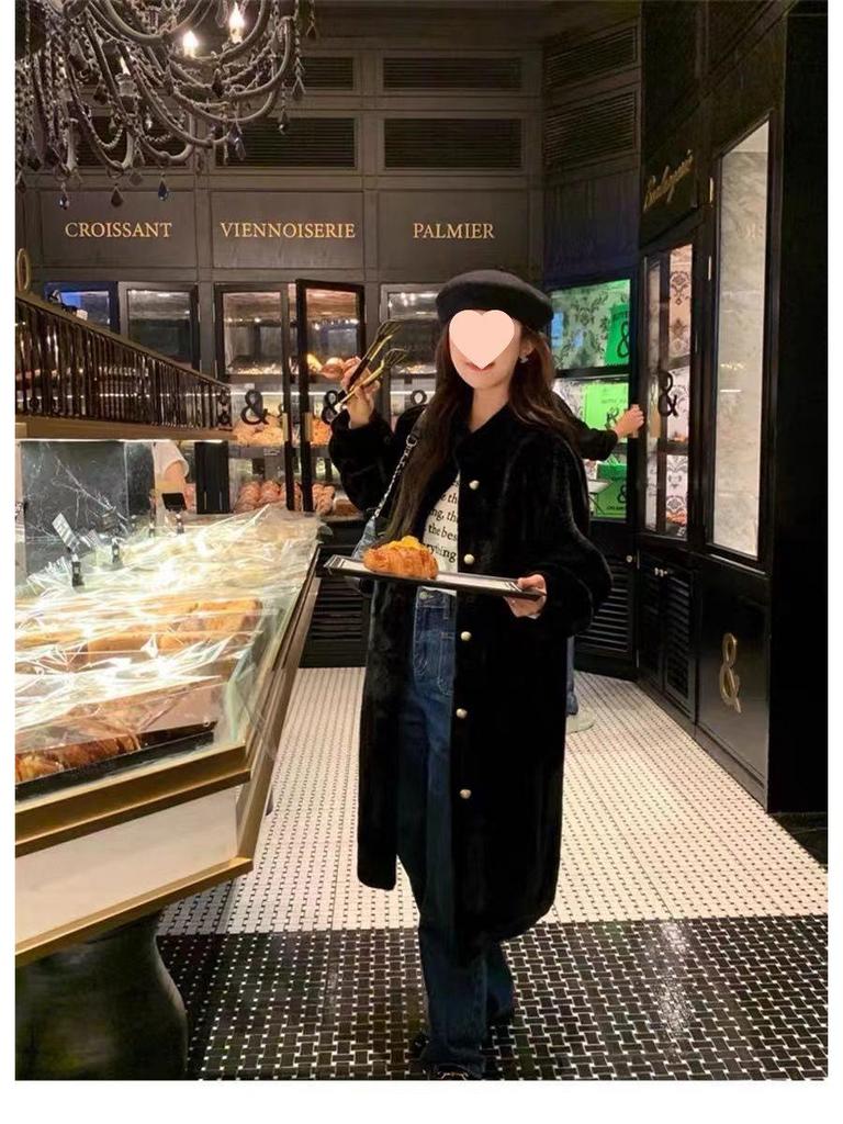 2025 Women's Thickened Faux Shearling Coat with Mink Fur Stand Collar