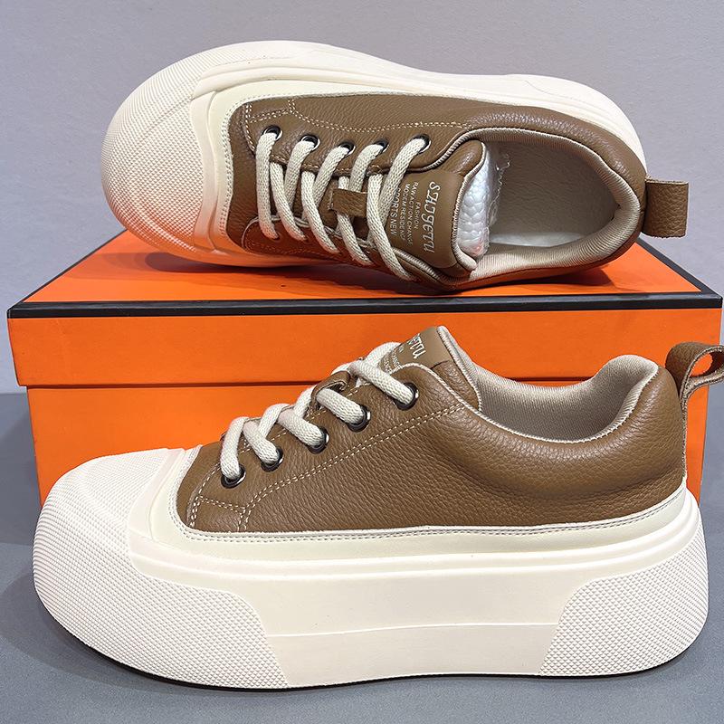 Plateau weiße Schuhe Damen Frühling und Herbst lässige Sportschuhe bequem und leicht Skateboardschuhe