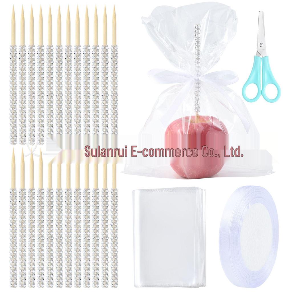 12-Piece Diamond Bamboo Skewers for Christmas Cake & Apple Pie Decoration