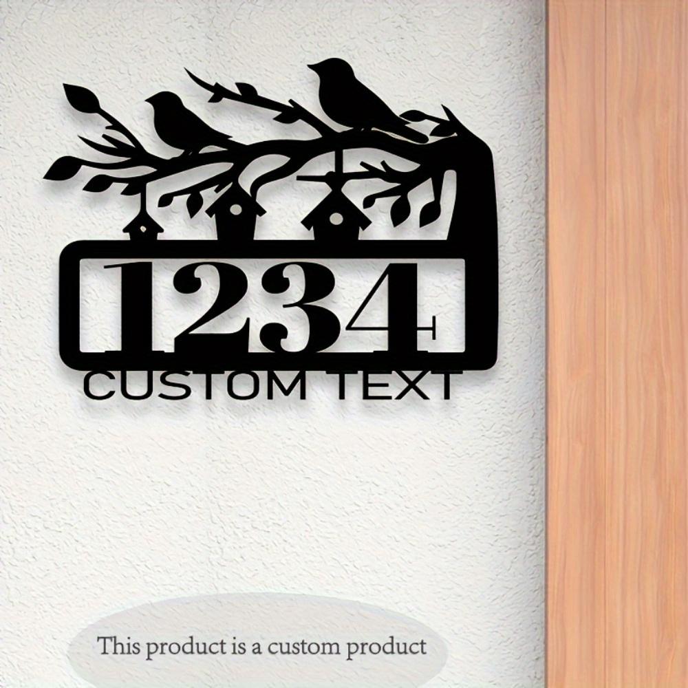 Placa de Número de Casa Exclusiva Hecha a Mano con Forma de Pájaro de Metal Marcador de Dirección Personalizable Montable en Pared Reutilizable Sin Batería
