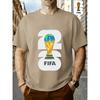 FIFA World Cup Football. Men's Print Short-Sleeve T-Shirt, Trendy Summer Top, Unisex Couple's Round Neck, Comfortable Fit, Essential for Parties