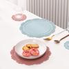 Mantel Individual Redondo de Silicona, 9 Pulgadas Estilo Europeo Impermeable Antideslizante, Resistente al Calor Vintage para Mesa de Comedor, Encimera de Cocina