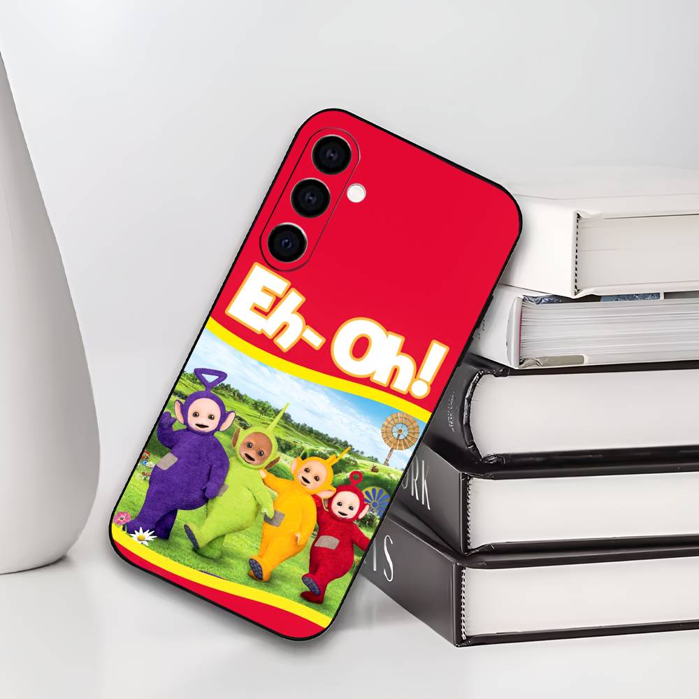 Cute T-Tele-tubbies Phone Case For Samsung Galaxy A73,A72,A71,A70,A53,A52,A51,Soft Silicone Black Cover