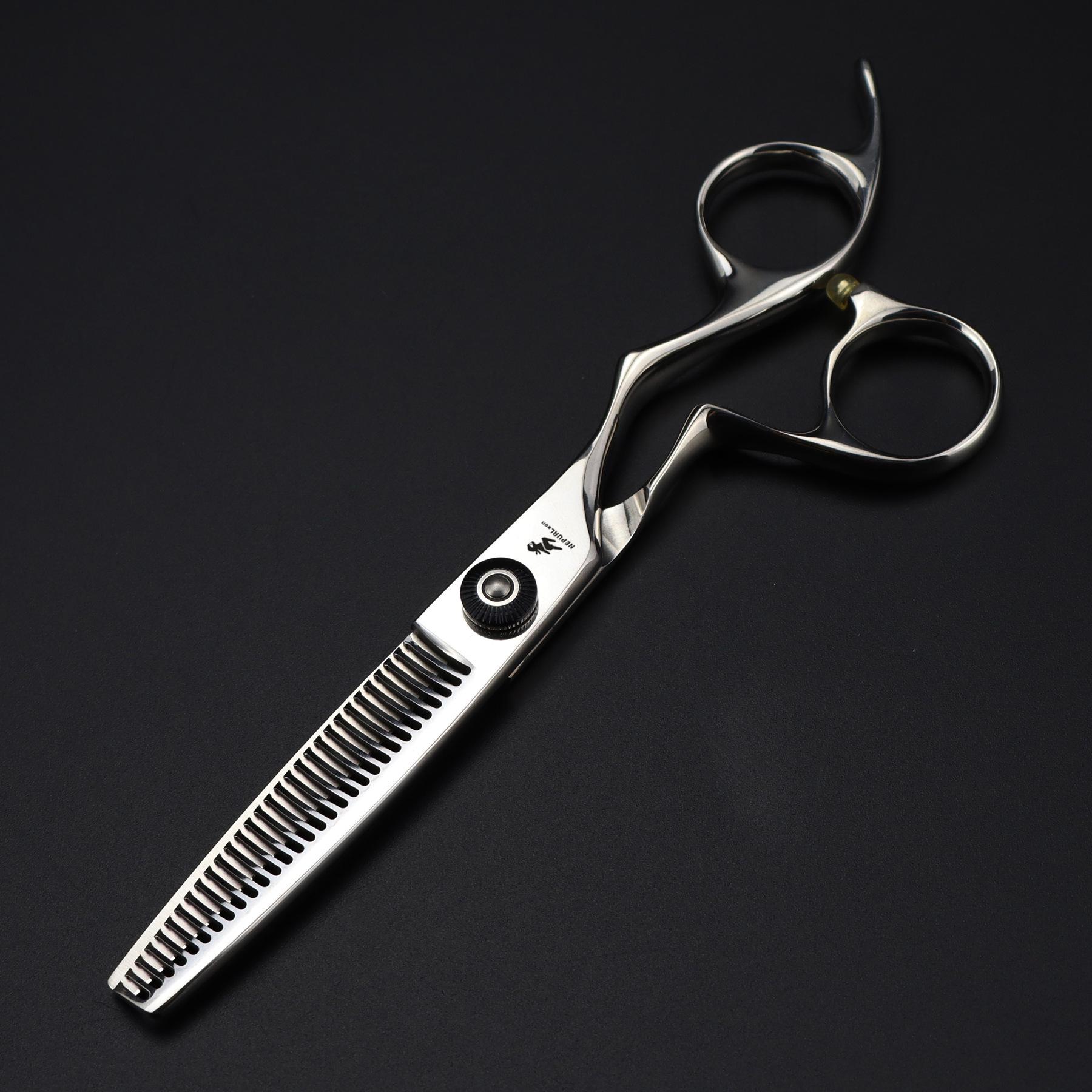 6.0 Napson Curved Handle Sword Hair Scissors: Barber & Thinning Shears