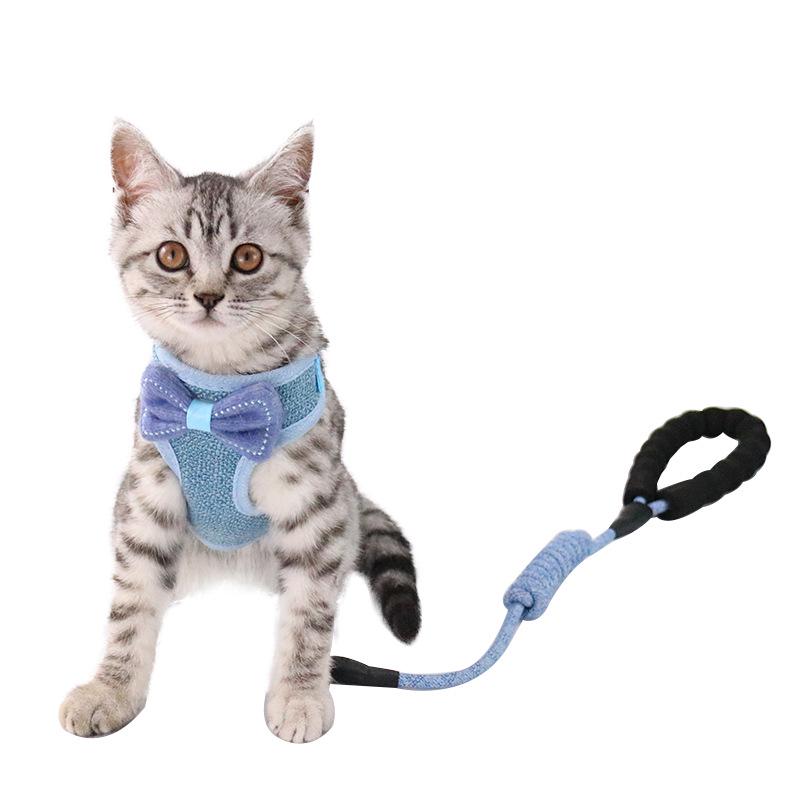 Belt-style Bow-shaped Cat Leash To Prevent Escape, Adjustable Cat Walking Rope, Chest-back Traction Rope