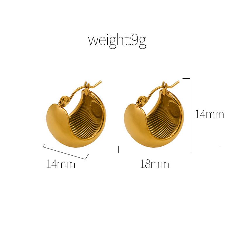 

French Niche Design Titanium Steel Round Bead C-Shaped Earrings, Stainless Steel Plated 18K Gold Stud Earrings Jewelry