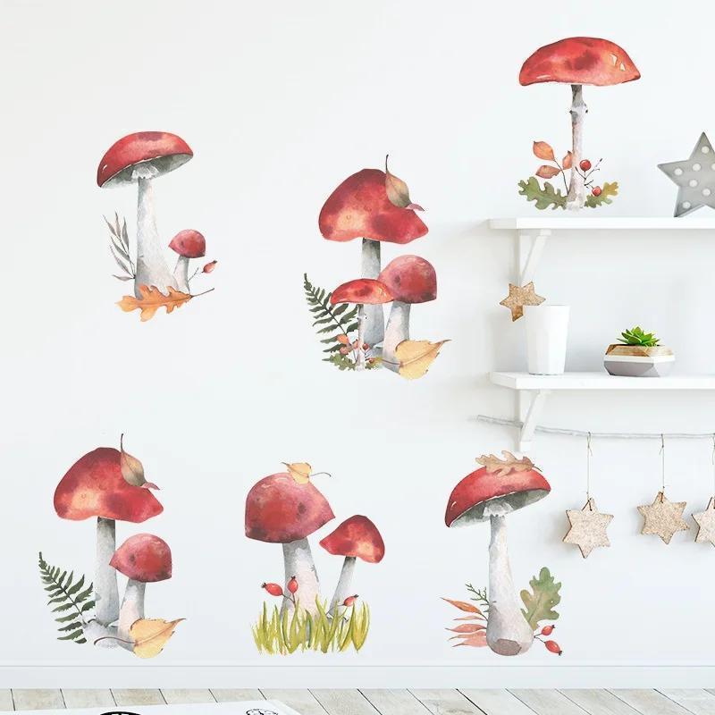 Cartoon Wall Stickers Fairy Forest Mushroom Plant Wall Sticker Decal Kids Room Nursery Art Mural For Home Bedroom Decoration