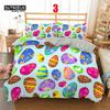 Soft Easter Eggs Bedding Set 3D Print Rabbit Cartoon Eggs Duvet Cover Polyester Pillowcase Greetings and Presents For Easter Day