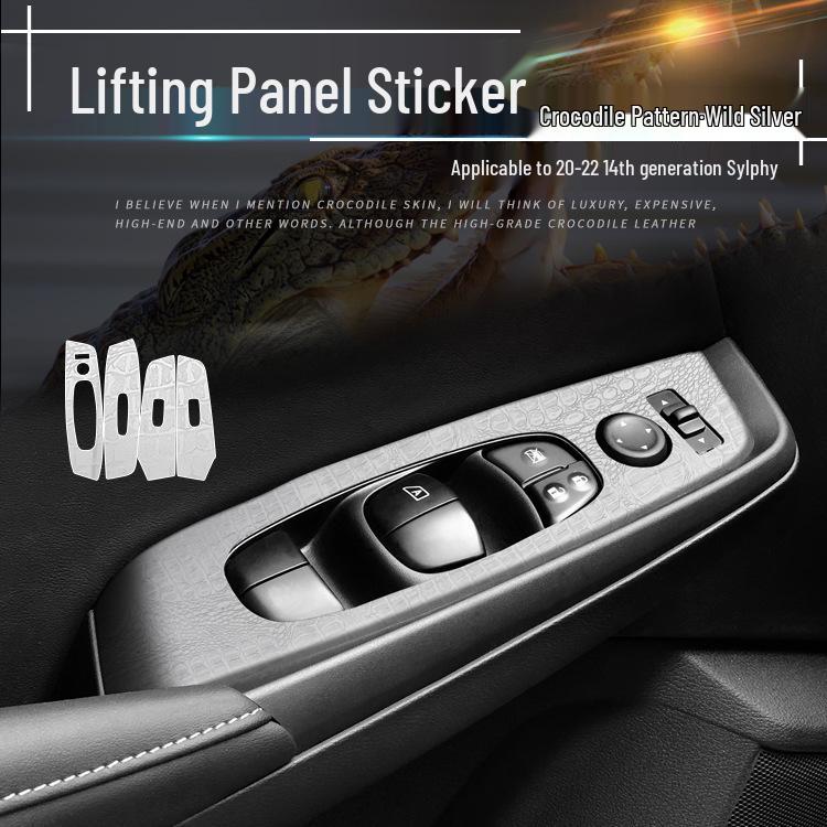 Krokodilmuster Schwarze Folie für 14. Gen Sylphy Innenraum Konsole Gangschaltung Dekoration (20-22)