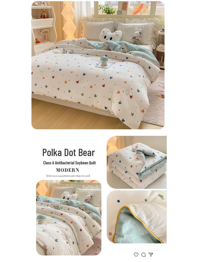 Antybakteryjna kołdra sojowa klasy A: Drukowana Gruba Bawełniana Kołdra do Akademików - Kontrolująca Temperaturę Zimowa Ciepło