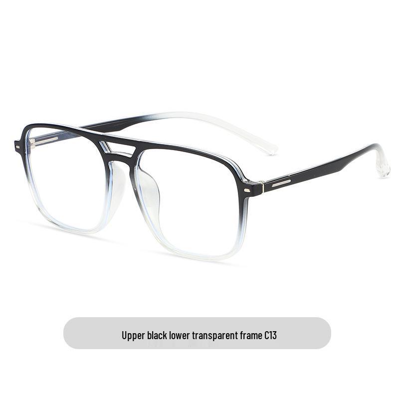 Unisex TR90 Anti-Blue Light Glasses Frame - Street Style, Double Bridge, Flat Lenses