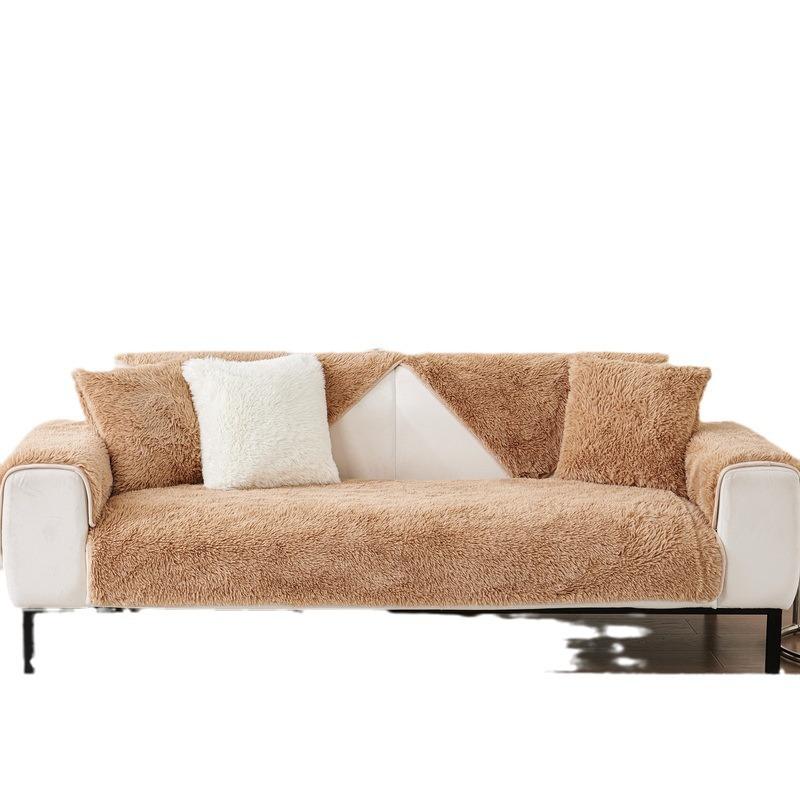 Cream Wind Thickened Fox Hair Sofa Cushion Autumn And Winter  New Leather Sofa Non-Slip Special Seat Cushion Cover