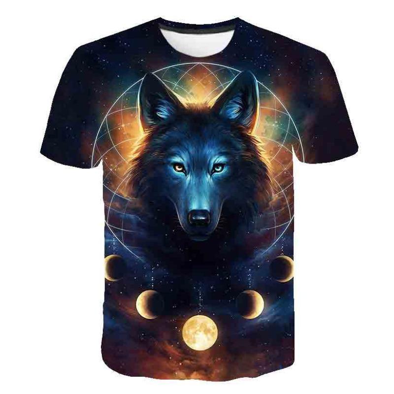 Summer New Cartoon Colorful Fox Dog 3D Digital Printed T-shirt Men's Short Sleeved T-shirt