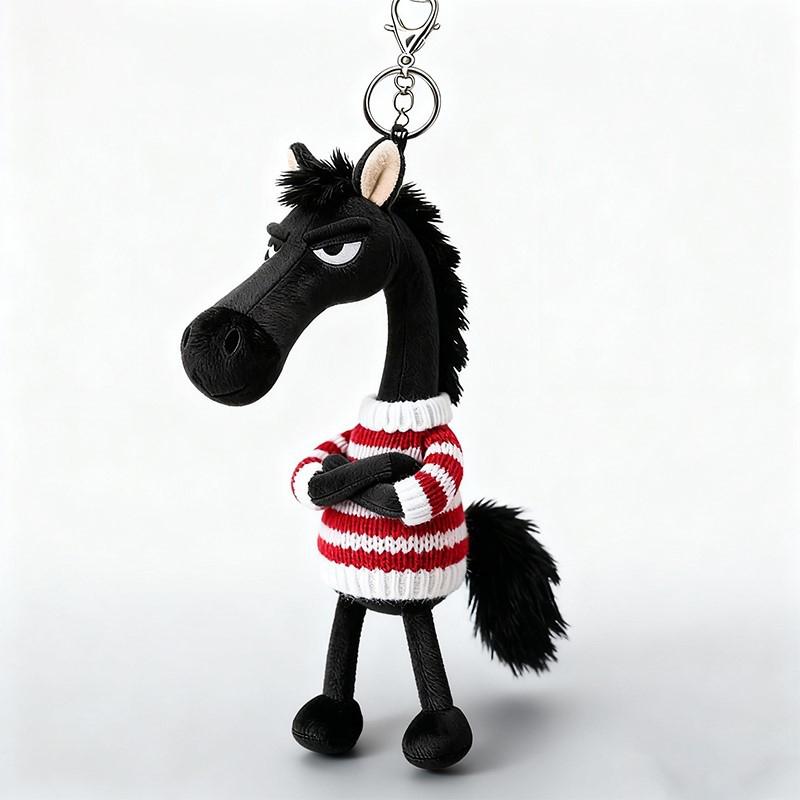 Tianxuan Black Horse Plush Toy Bag Charm Keychain Doll Clothes Doll Children'S Toy