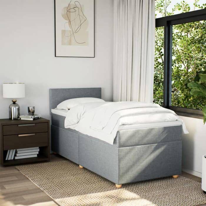 VidaXL Sommier à lattes de lit avec matelas gris clair 80x200 cm tissu 3286500