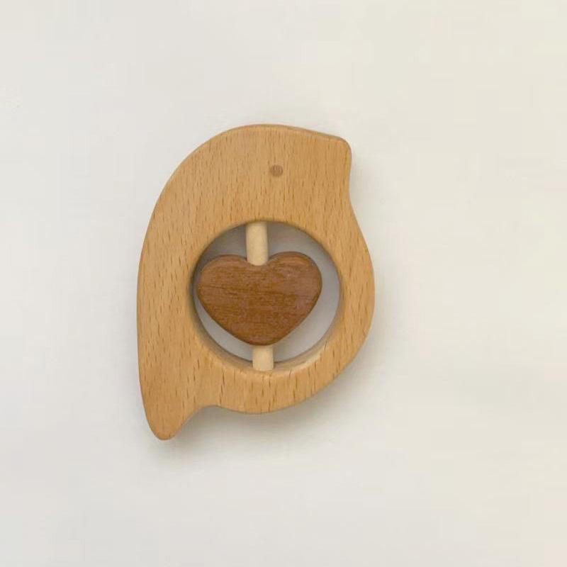 Infant Soothing Wooden Rattle Toy Set: Hand-Shaking Bell, Cage, and Baby Grip Car