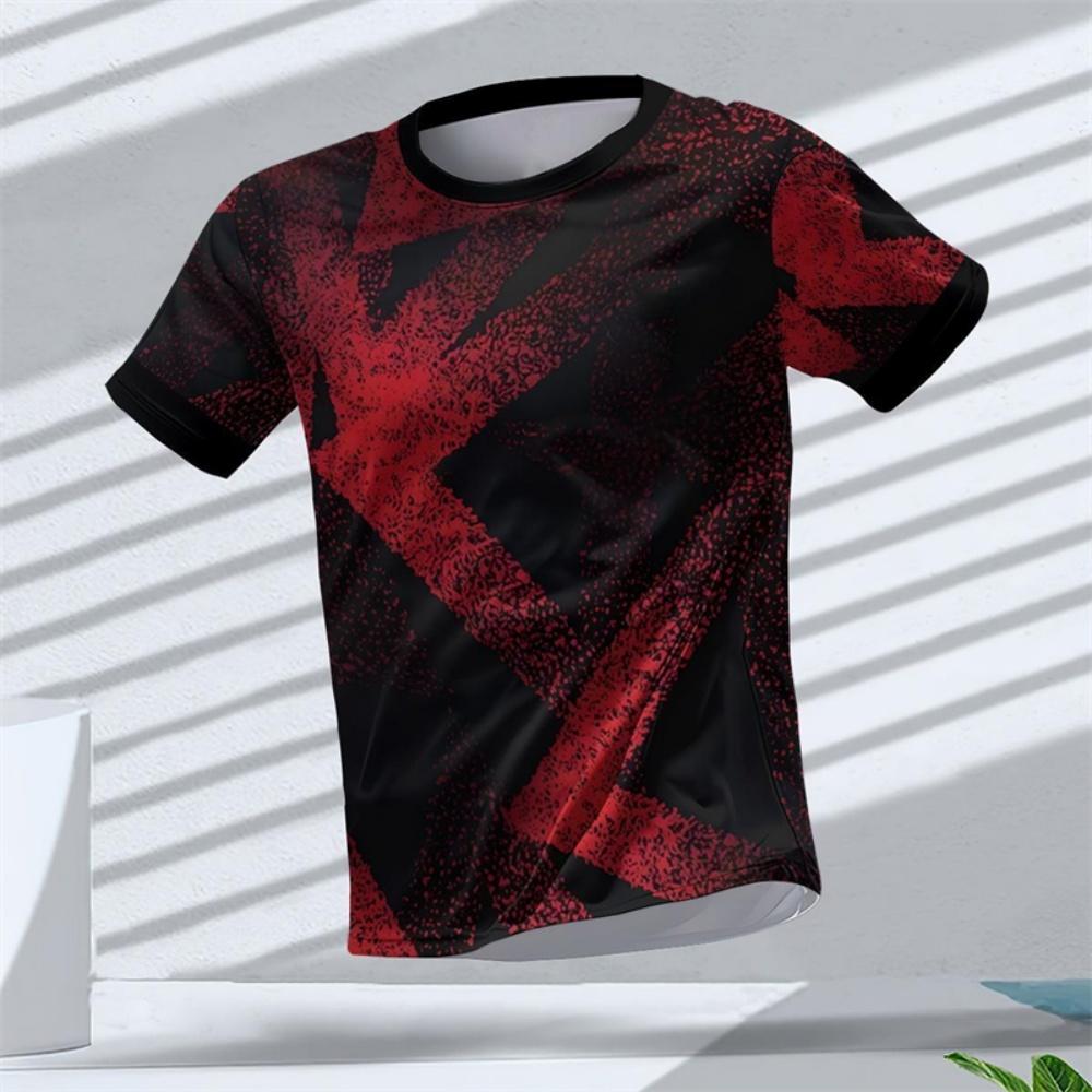 Fashionable gradient geometric pattern 3D printed sports T-shirt