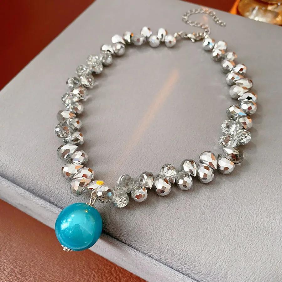 Irregular Water Drop Ball Pendant Zircon Sets for Women European and American Exaggerated 2025 New Necklace Earring Set