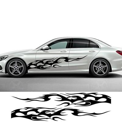 2 Stück Universelle Vinyl-Flammen-Grafiken Auto-Karosserie-Seitenaufkleber Flammen-Sport-Rennstreifen Dekorationen Geeignet für Alle Autos SUV