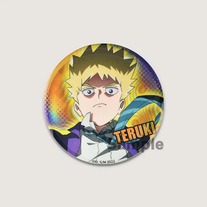 32/44/58mm Japanese Anime Mob Psycho 100 Badges On Backpack Accessories Lapel Pins Cartoon Brooches for Clothes Bag Decor Fans Gifts