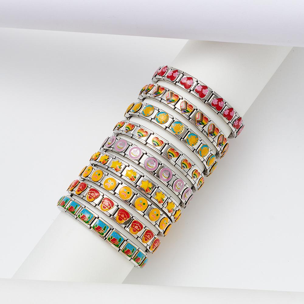 2024 DIY Personalized Shiny Classic Burger Coffee Beverage 304 Stainless Steel Italian Charm Bracelet Link 9mm * 10mm Module