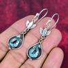 Swiss Blue Topaz 925 Solid Sterling Silver Earrings, Handmade Gemstone Jewelry Earrings For Memorial Day