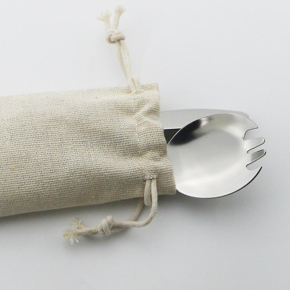 Silver Dinnerware Fold Flatware Set for Spoons Instant Noodle Fork Picnic Hiking Tableware Stainless Steel Cutlery Outdoor Silverware