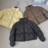 Womens Short Puffer Jacket With 90% White Duck Down Fill Wave Stand Collar Lightweight Warm Outerwear Winter