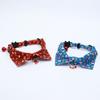 Cute Kitten Christmas Necklace with Bell Adjustable Kitten Bowties Collar Necklace Comfortable Fashion Kitten Saliva Towel
