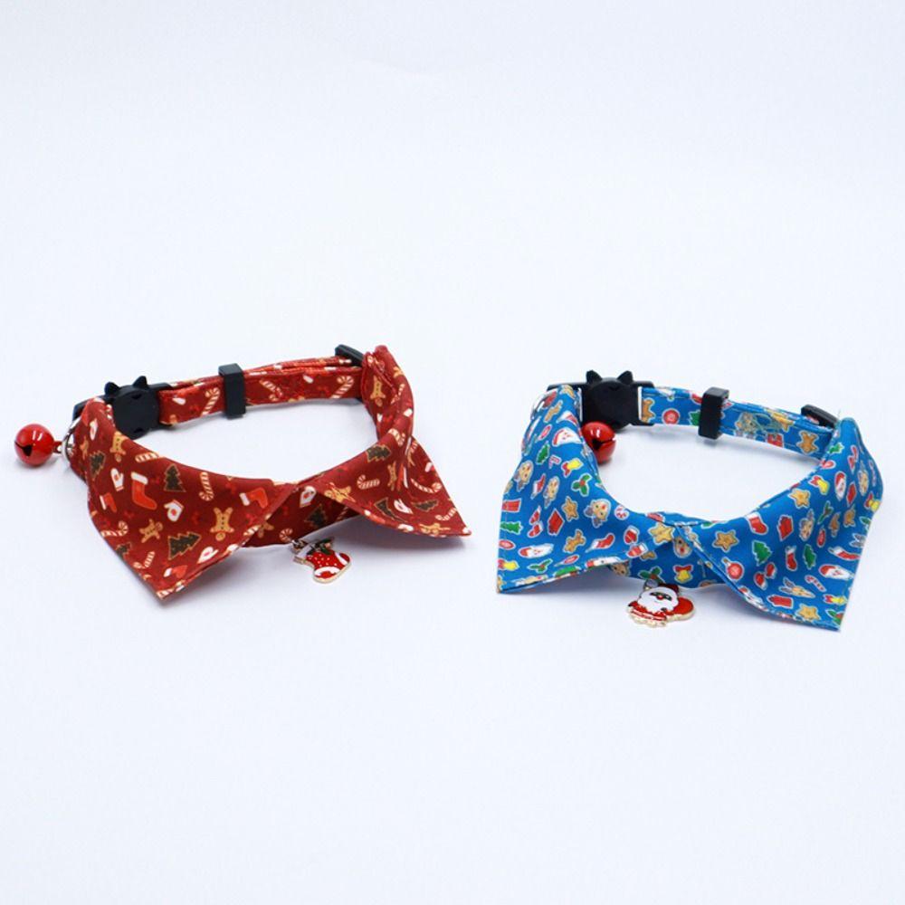 Cute Kitten Christmas Necklace with Bell 18-28cm/7.09-11.02in Kitten Christmas Bow Collar Fashion Soft