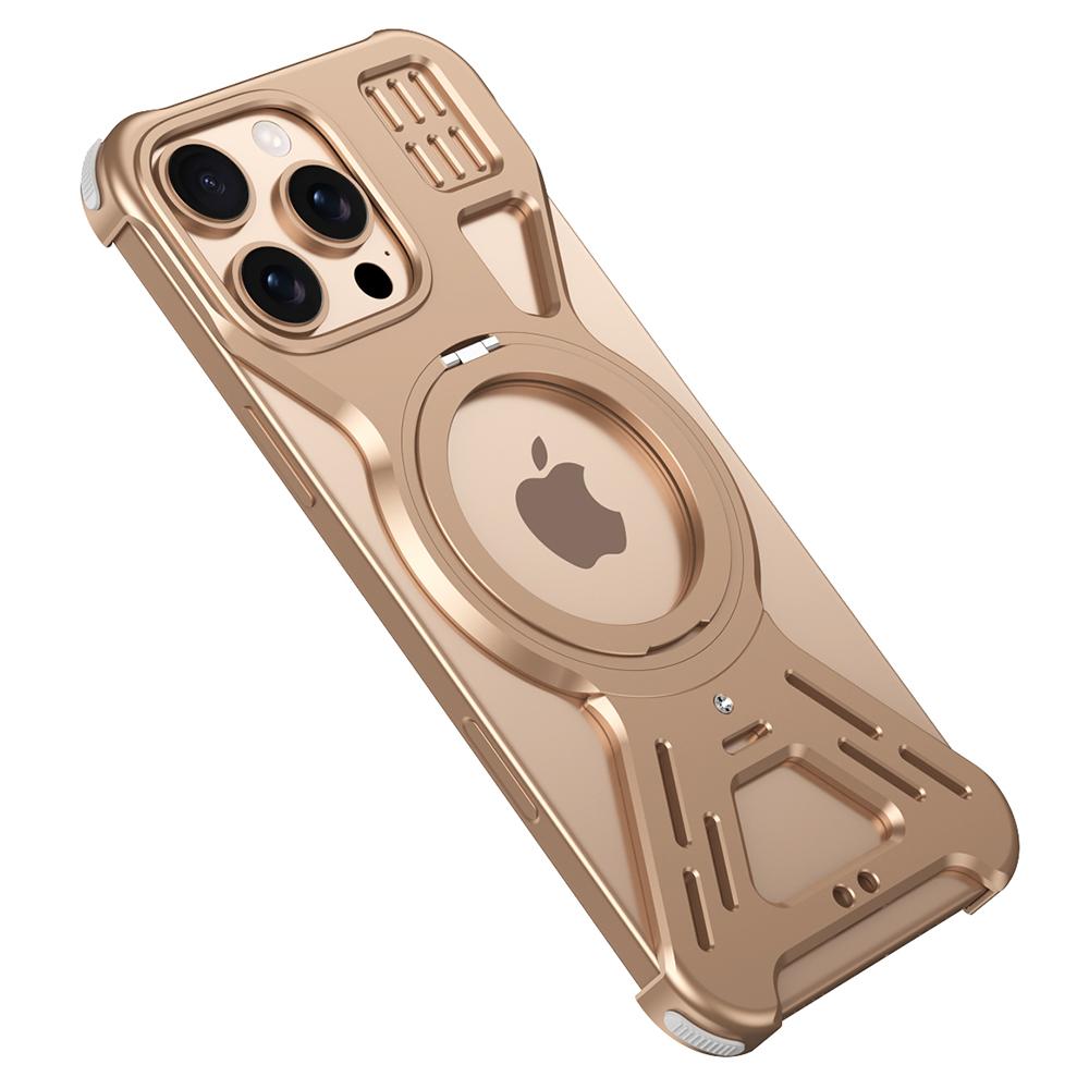 

For iPhone 16 Pro Bumper Case Compatible with MagSafe Kickstand Metal Phone Cover A