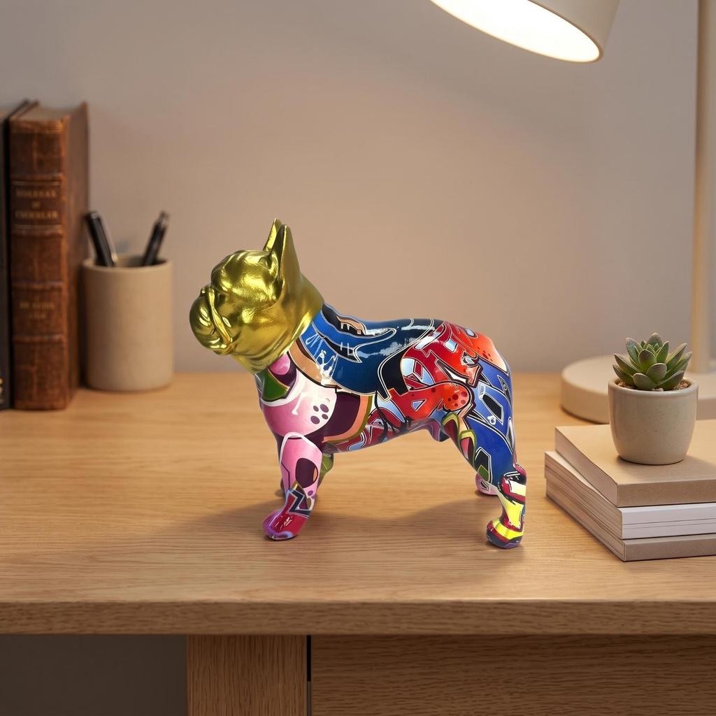 Adorable Dog Figurine | Lightweight Resin Construction, Compact Modern Design, Statue, for