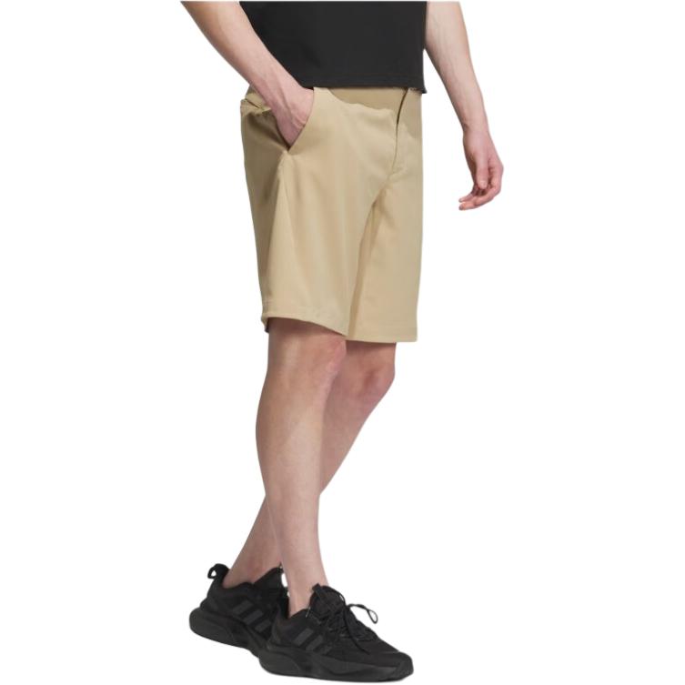 adidas Solid Color Logo Outdoor Sports Casual Straight Leg Shorts Men Shorts Light-Khaki IU1276