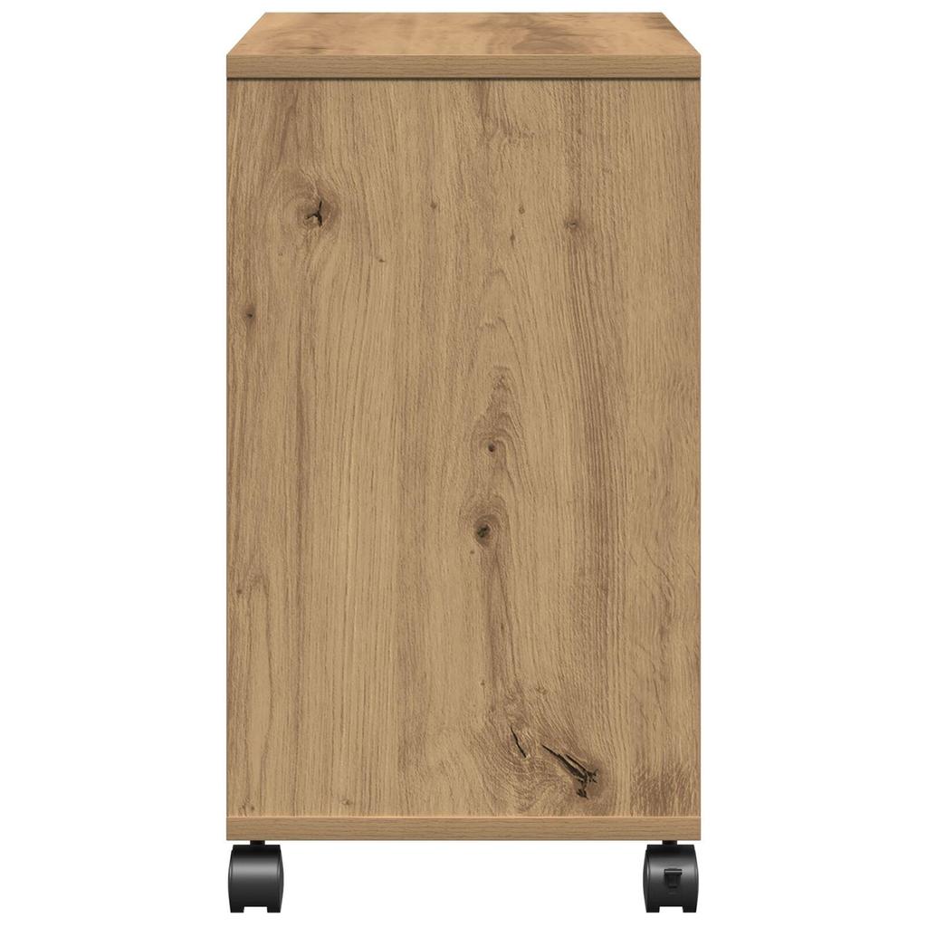 vidaXL Beistelltisch mit Rollen Artisan Eiche 50x30x55cm Holzwerkstoff