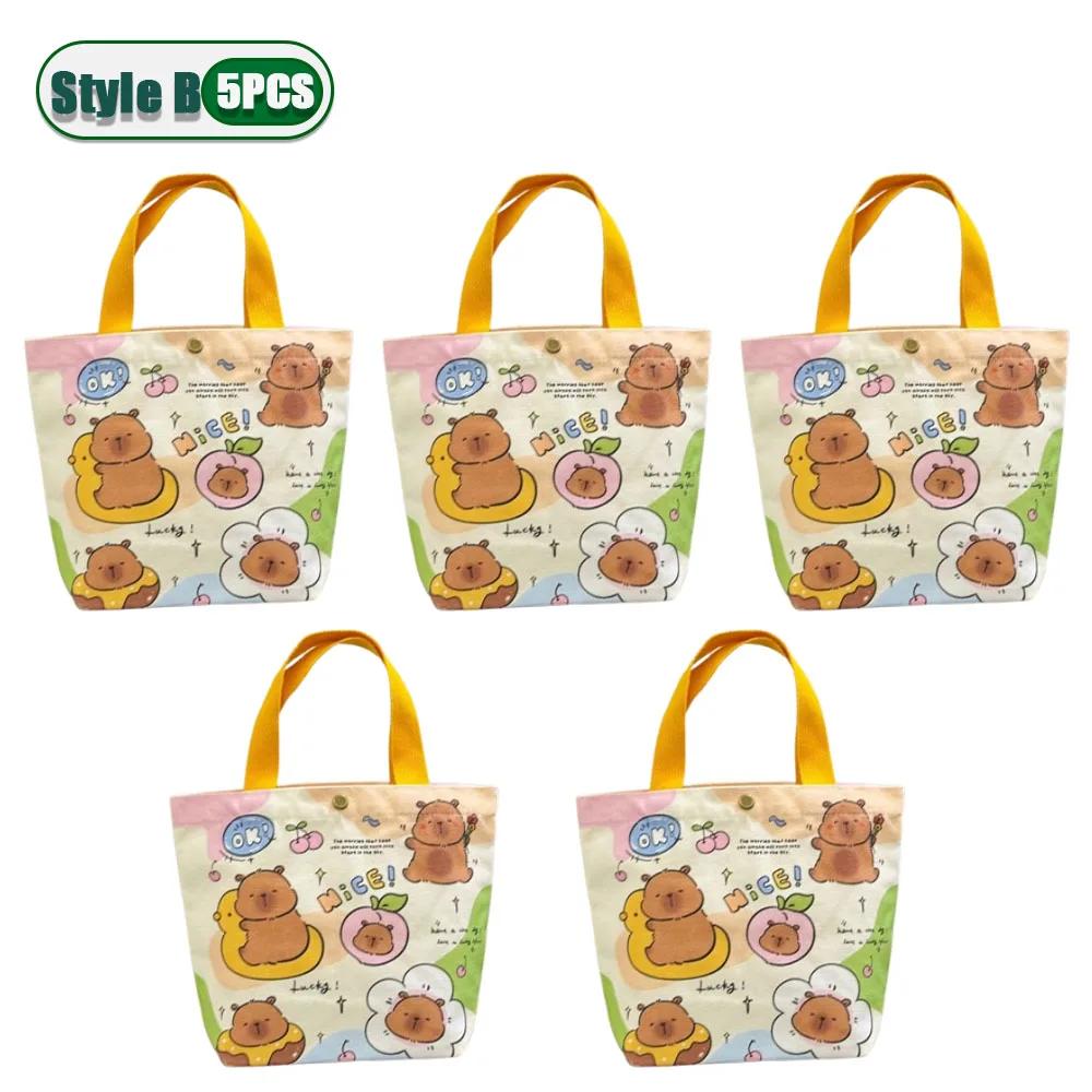 1-10PCS Large Capacity Kapybara Canvas Tote Bag Cute Bento Bag Commuter Bag Holiday Gift Bag Portable Bag Children's Gift Bags