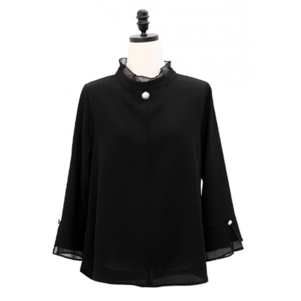 Shiz Madam Women S Floral Pearl Double Sleeve Frill blouSe T57485