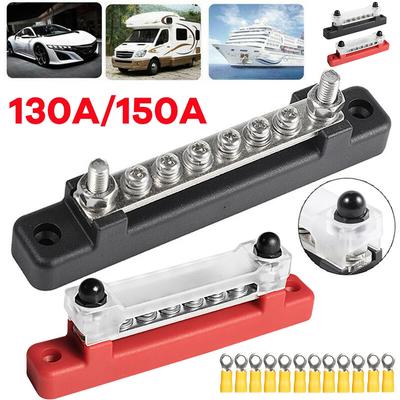 Bloque de Distribución de Energía de 6 Vías Barra Colectora Bloque de Terminales para Coche Barra Colectora Negativa 300V AC/48V DC 130A AC/150A DC para Caravana Camión Barco
