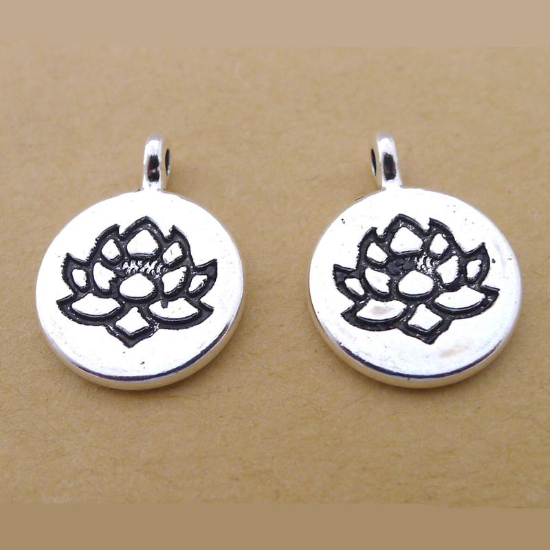 10 szt./partia Srebrny kolor Czakra Amulet OM Budda Lotos Wisiorki Pasują do DIY Tworzenie Biżuterii Elementy Akcesoria do Bransoletki Jogi 15*15mm