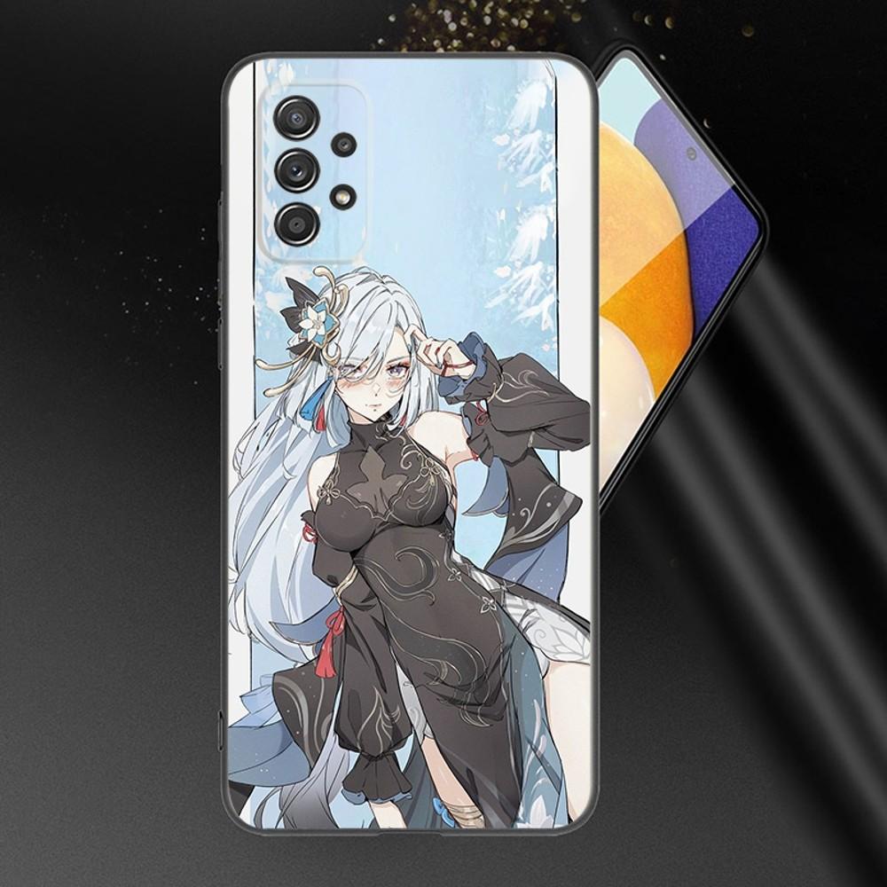 Genshin Impact Shenhe Phone Case For Samsung Galaxy A13,A21s,A22,A31,A32,A52,A53,A71,A80,A91 Soft Black Phone Cover