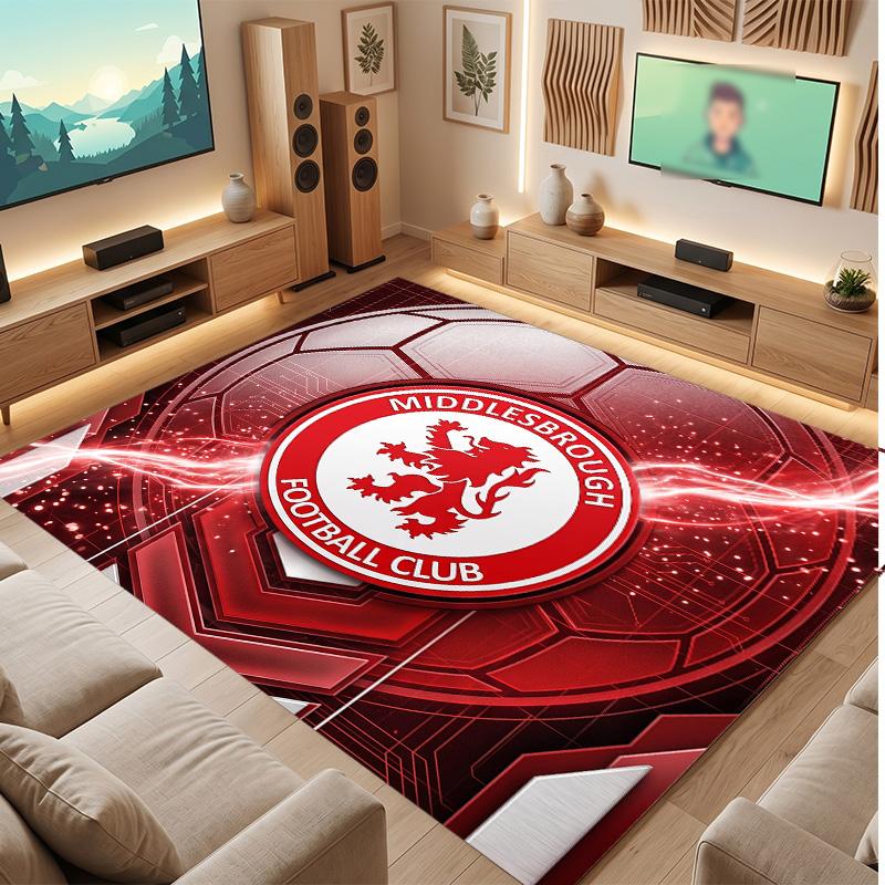 Tappeto in Velluto di Cristallo con Stampa del Middlesbrough Football Club, Comodo Assorbente d'Acqua Antiscivolo Tappeto per Pavimenti Interni