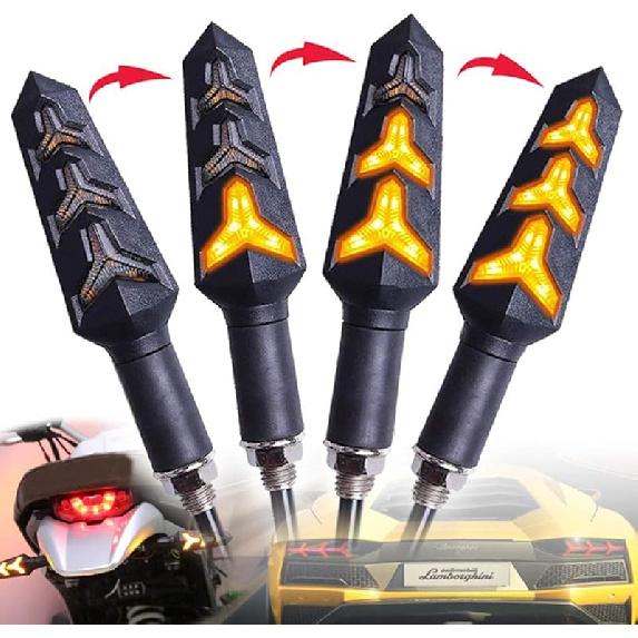 2-Pack Motorcycle Indicators Flowing Turn Signal Lights Y Shape LED Bulbs For Motorbike Scooter Off Road (DC-12V)